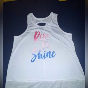 Athletic Works White Tank Top with Pink and Blue Graphic